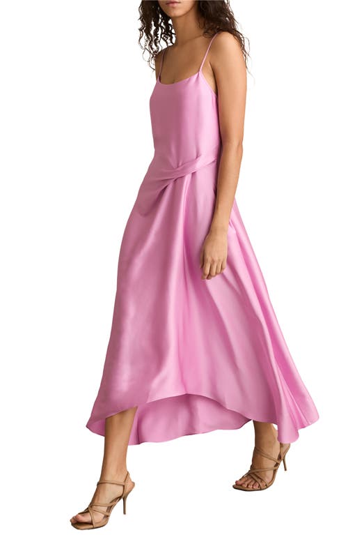 Reiss Womens Pink Zoey Square-neck Satin Midi Dress In Pink