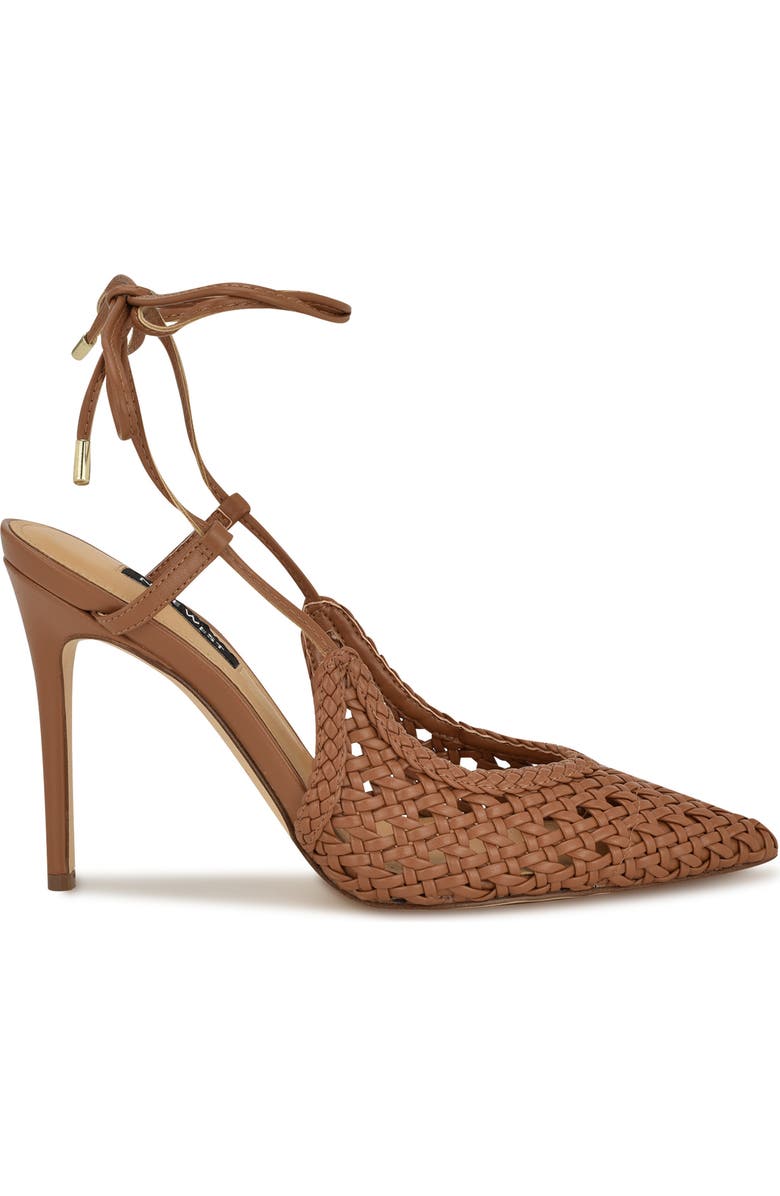 Nine West Fessla Ankle Wrap Pointed Toe Pump, Alternate, color, Medium Brown