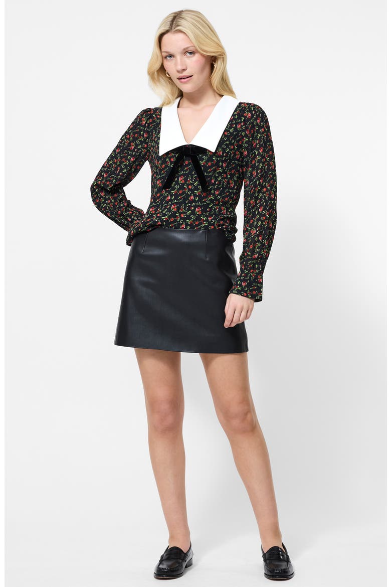 Dessa Faux Leather Miniskirt, Alternate, color, BLACK