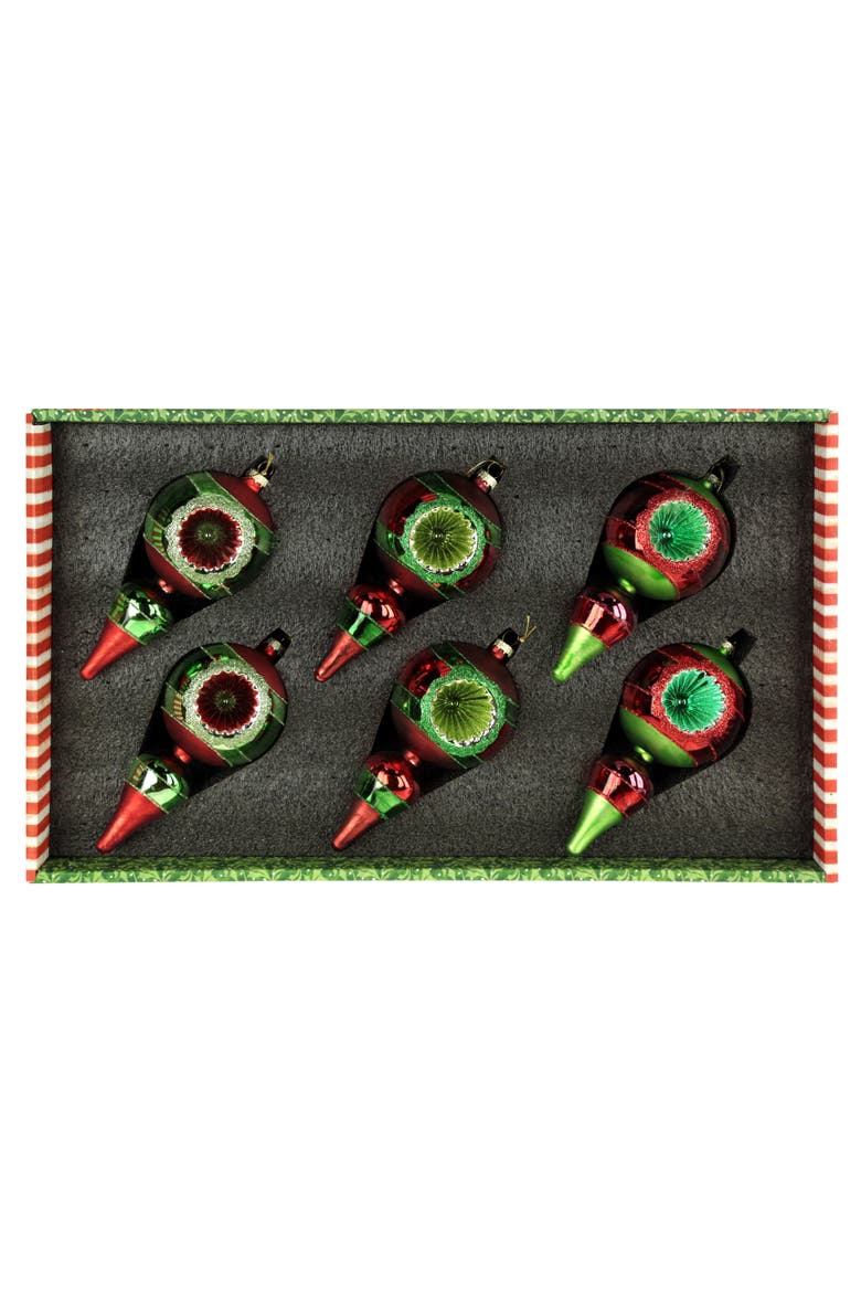 Retro Finial Ornament, Box of 6, Alternate, color, Red
