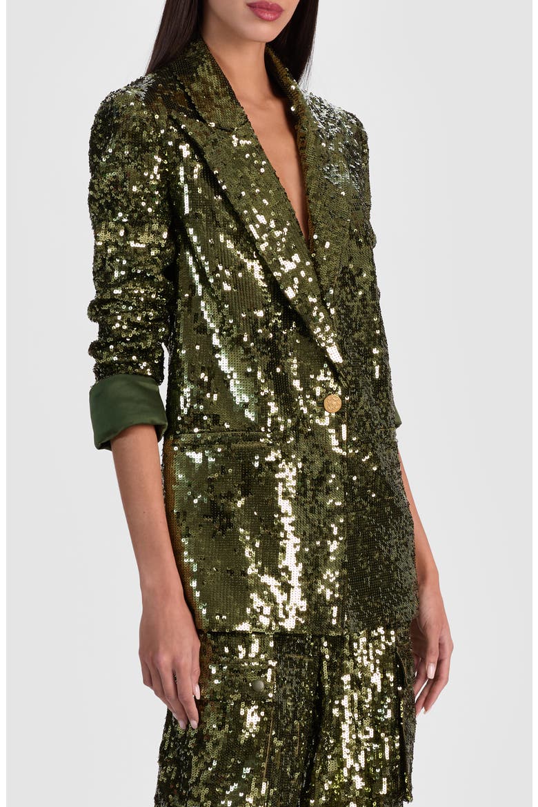 Quincy Oversized Sequin Blazer, Alternate, color, DARK OLIVE