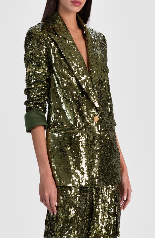 Alice And Olivia Quincy Sequin Blazer In Green