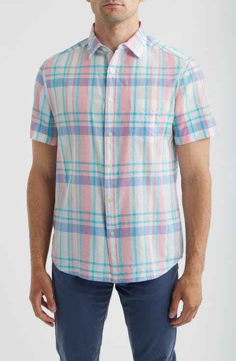 Daiquiri Plaid Cotton Short Sleeve Button-Up Shirt