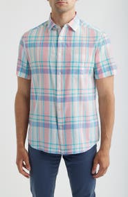 vineyard vines Daiquiri Plaid Cotton Short Sleeve Button-Up Shirt