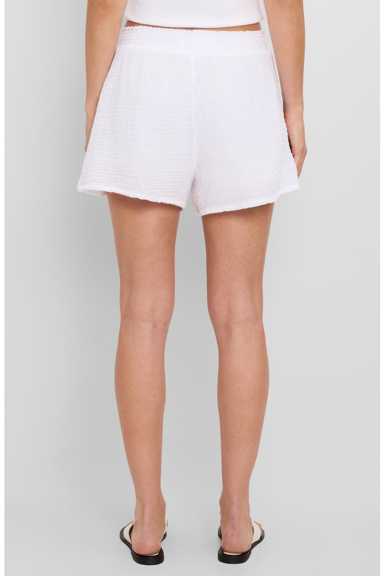 Alva Smocked Gauze Shorts, Alternate, color, WHITE