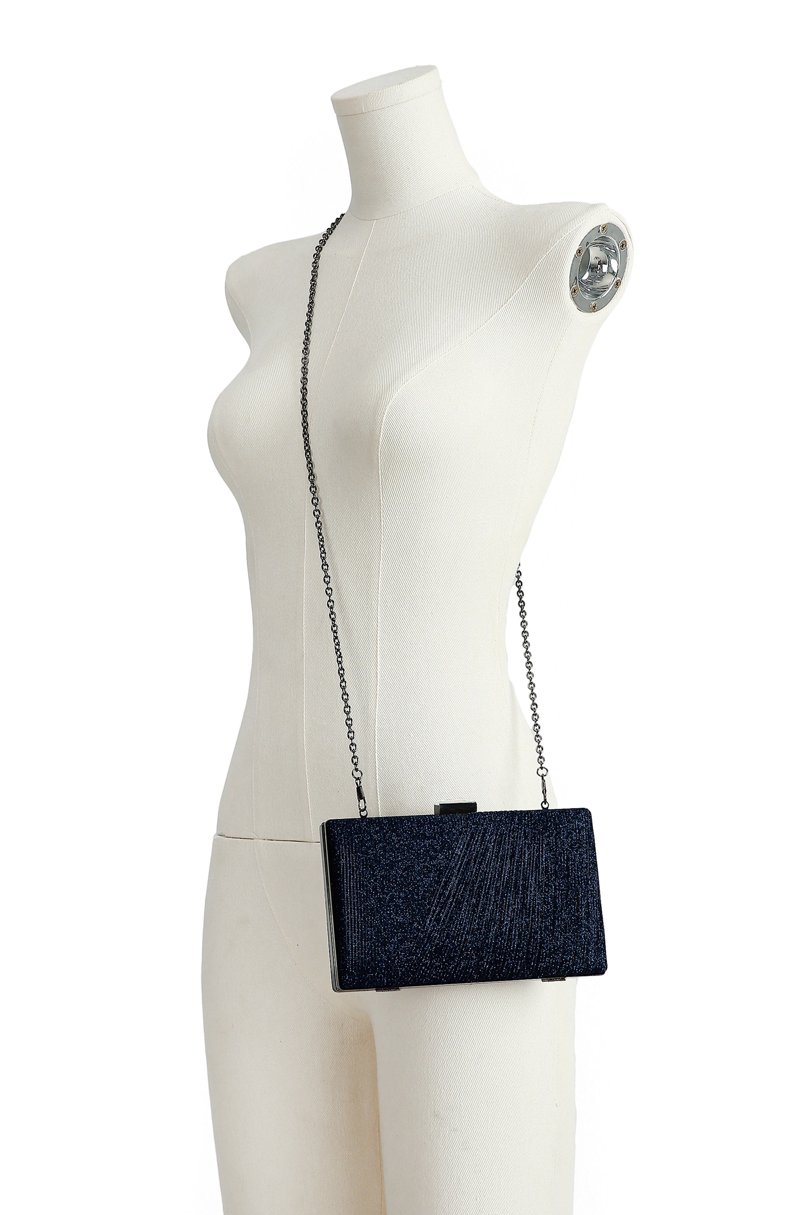 Suzie Glitter Clutch, Alternate, color, NAVY