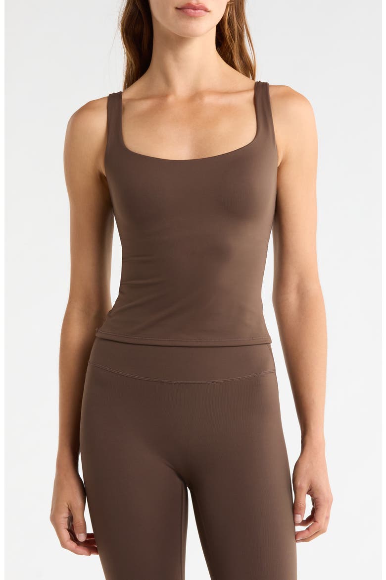 Matte Square Neck Tank, Main, color, NSKM DARK SEPIA