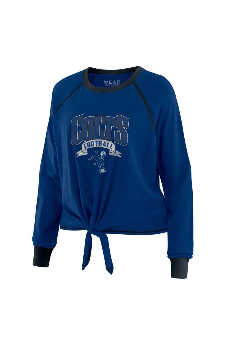 WEAR by Erin Andrews Women's WEAR by Erin Andrews Royal/Black Indianapolis Colts Plus Size Tie-Front Long Sleeve Top, Alternate, color, Royal