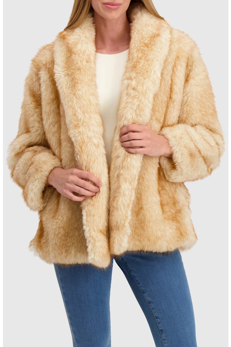 Fur-Free Fox (Faux Fur) Jacket, Shawl Collar, Main, color, GOLDTONE
