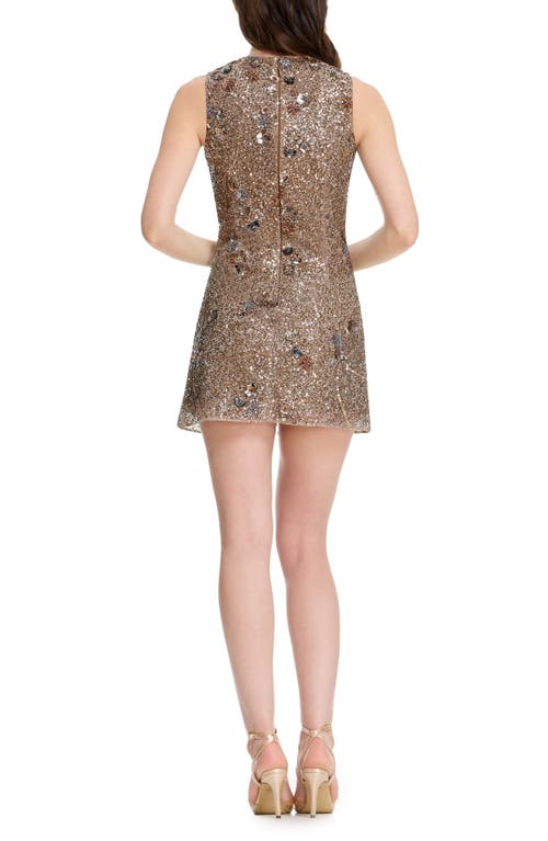 Dress The Population Katherine Sequin Cocktail Minidress In Brown
