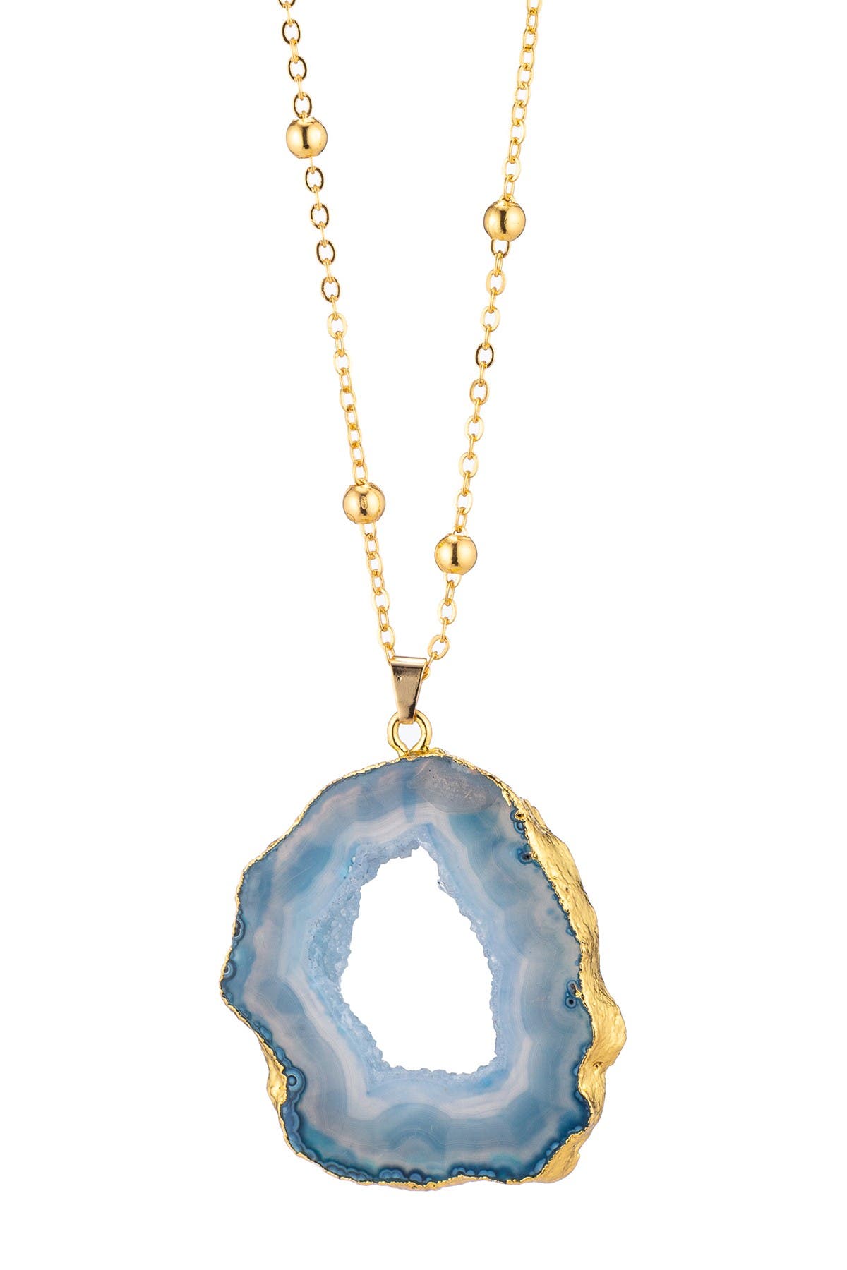 EYE CANDY LOS ANGELES Natural Blue Agate Stone Pendant Necklace (Women ...
