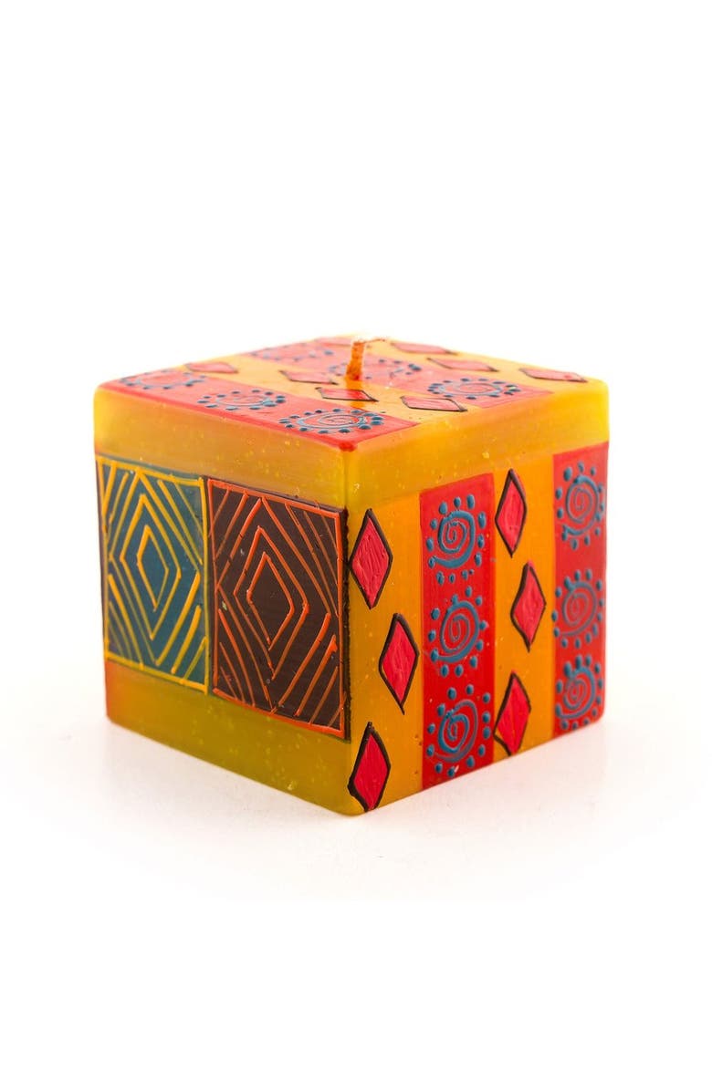 Thumbprint Artifacts Desert Rose Painted Cube Candle, Main, color, Desert Rose - 3X3x3