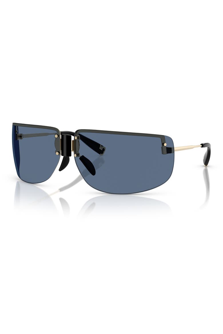 75mm Semi Rimless Pillow Sunglasses, Alternate, color, SHINY LIGHT GOLD / NAVY BLUE