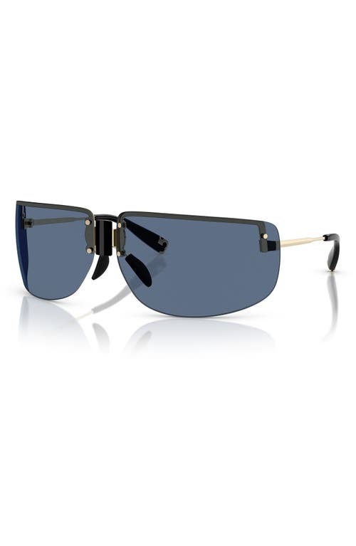 Tory Burch 75mm Semi Rimless Pillow Sunglasses In Shiny Light Gold/navy Blue