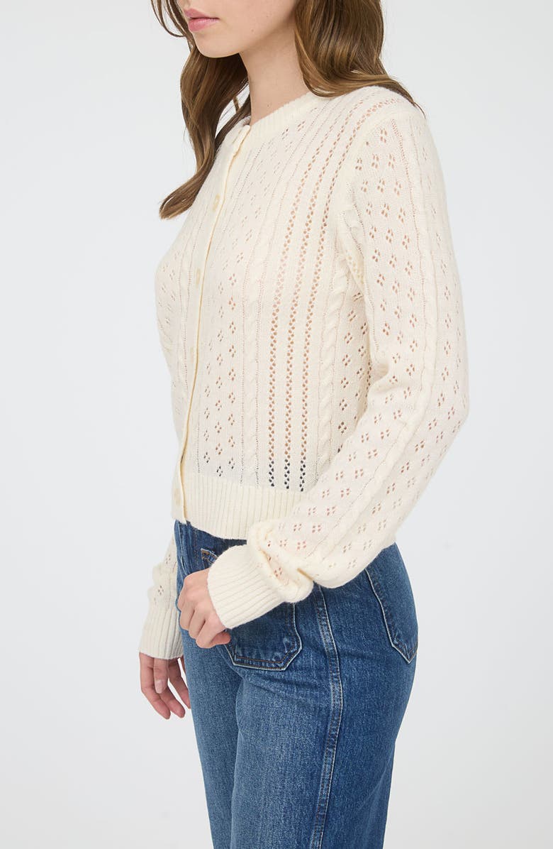 Blu Pepper Pointelle Cardigan, Alternate, color, Cream