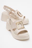 Forever & Always Shoes Lucia Leather Buckle Platform Sandal