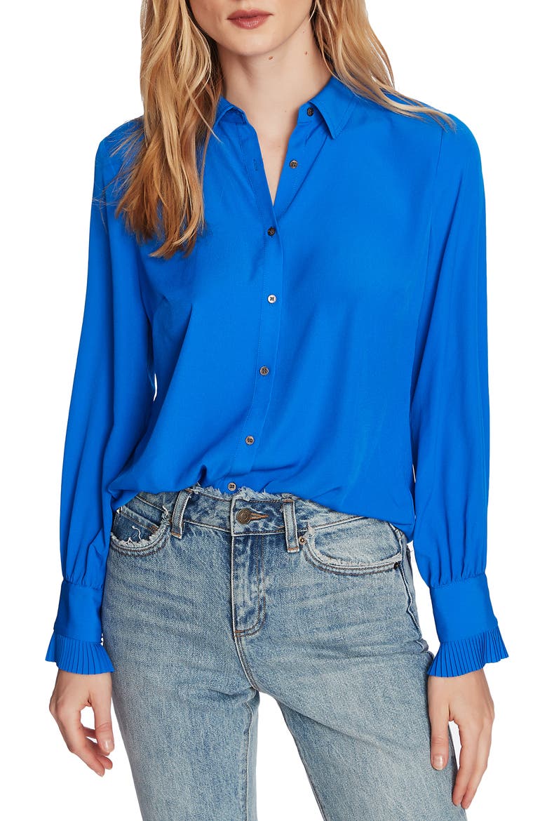 Ruffle Cuff Blouse, Main, color, VARSITY BLUE