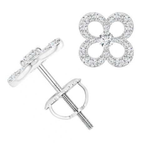 Sterling Silver Pave Earrings