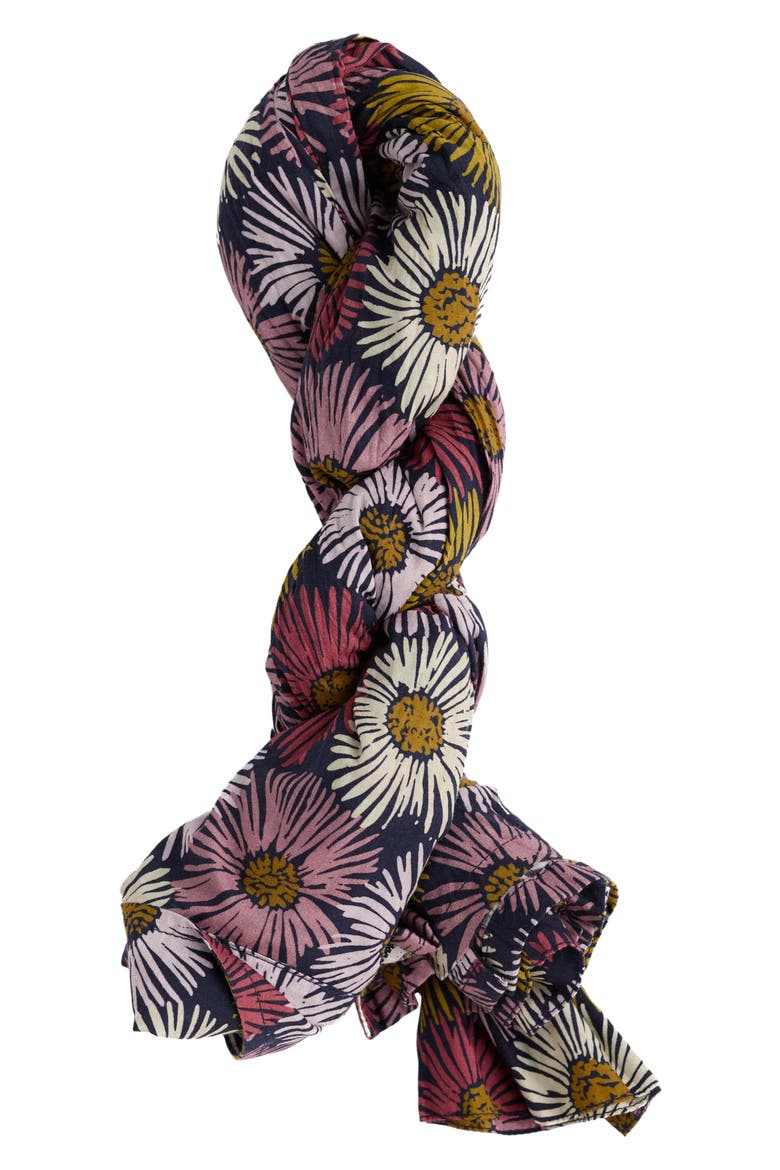 Larissa Crinkled Floral Organic Cotton Button-Up Shirt, Alternate, color, PAINTED ASTERS MARITIME
