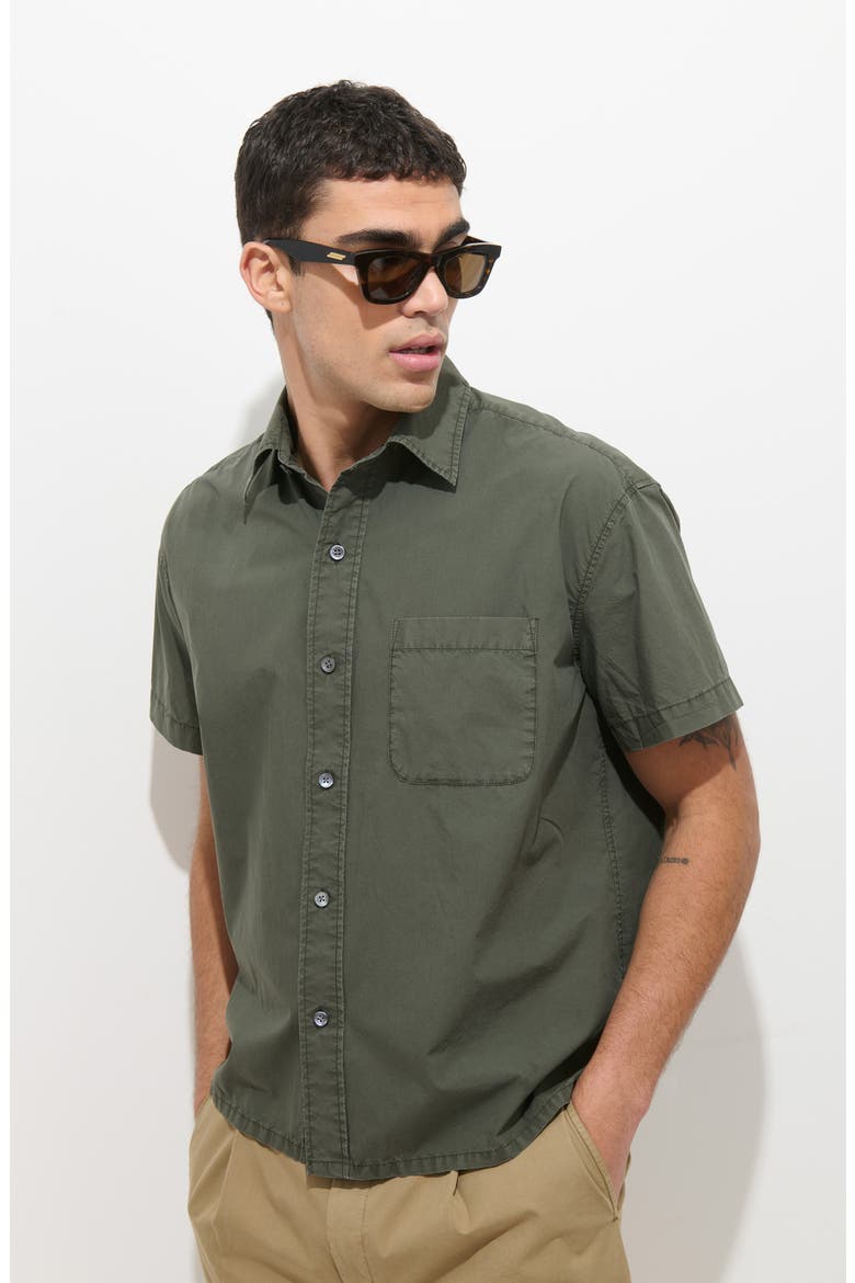 Franklin Short Sleeve Cotton Poplin Button-Up Shirt, Alternate, color, FLIGHT GREEN