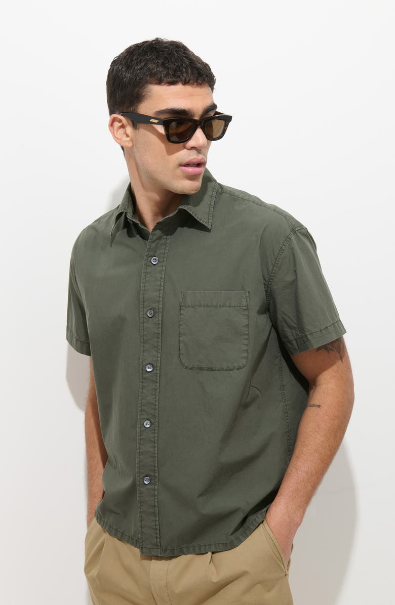Alex Mill Franklin Short Sleeve Cotton Poplin Button-Up Shirt, Alternate, color, Flight Green