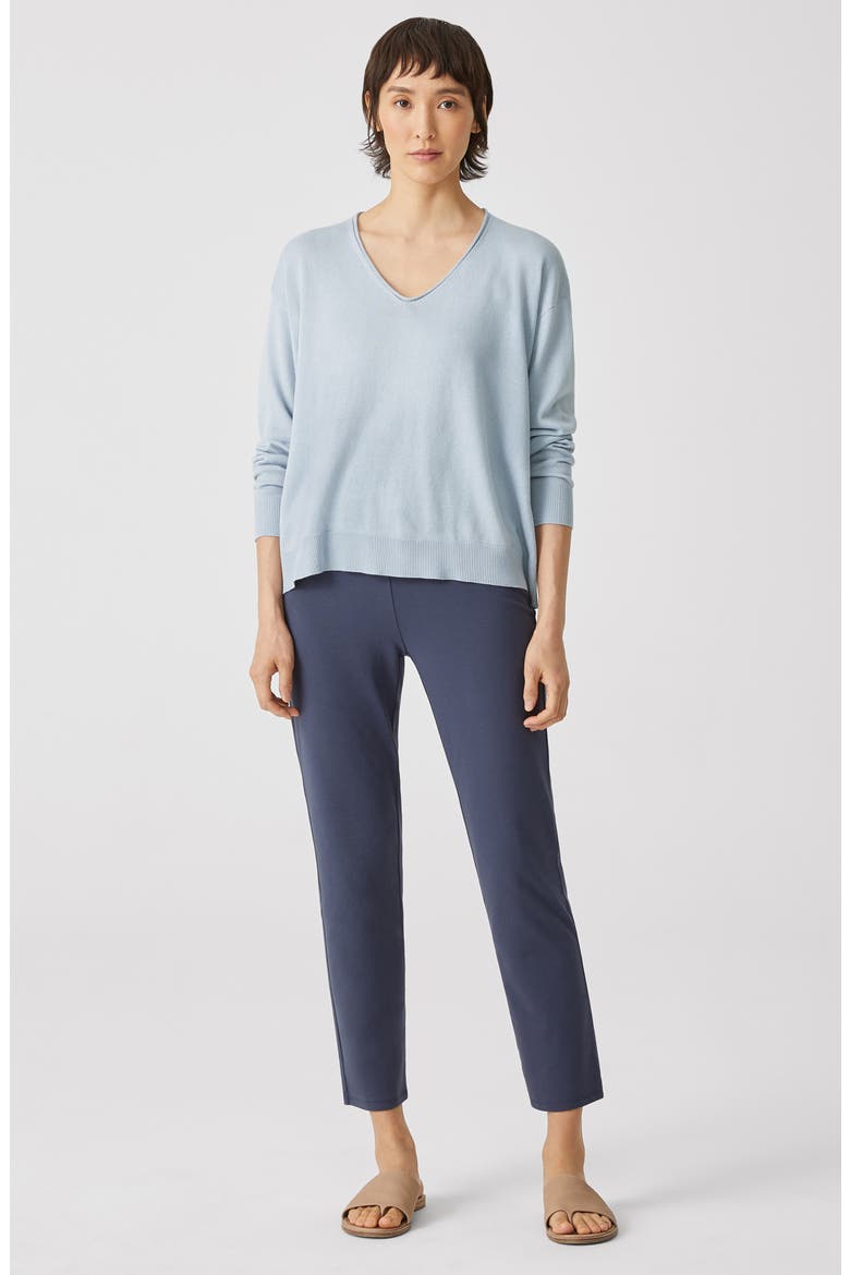 V-Neck Cotton & Tencel® Lyocell Blend Sweater, Alternate, color, DLPHN