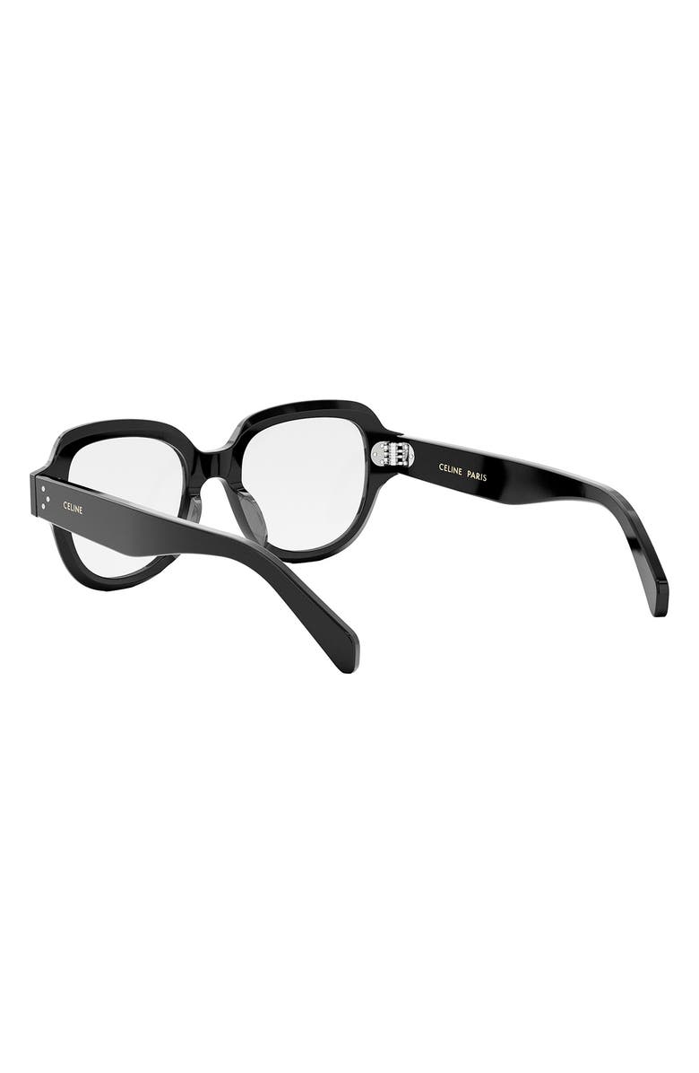 CELINE Bold 50mm Round Optical Glasses, Alternate, color, Shiny Black