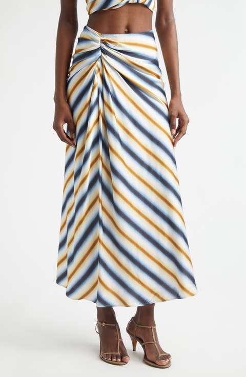 Diagonal Stripe Maxi Skirt