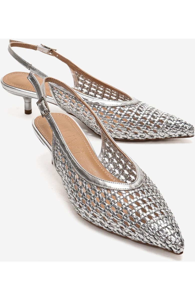 Prologue Shoes Orelis Kitten Heel Pump, Main, color, Silver