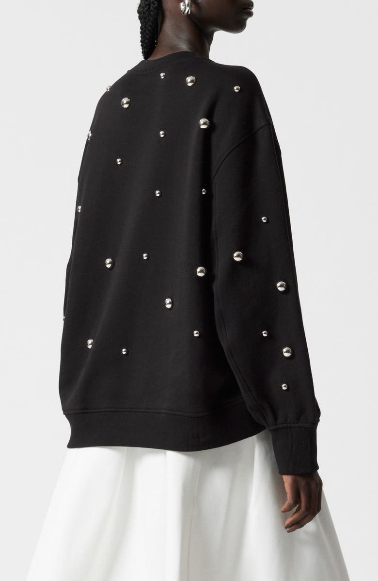& Other Stories Stud Accent Oversize Cotton Sweatshirt, Alternate, color, Black Dark