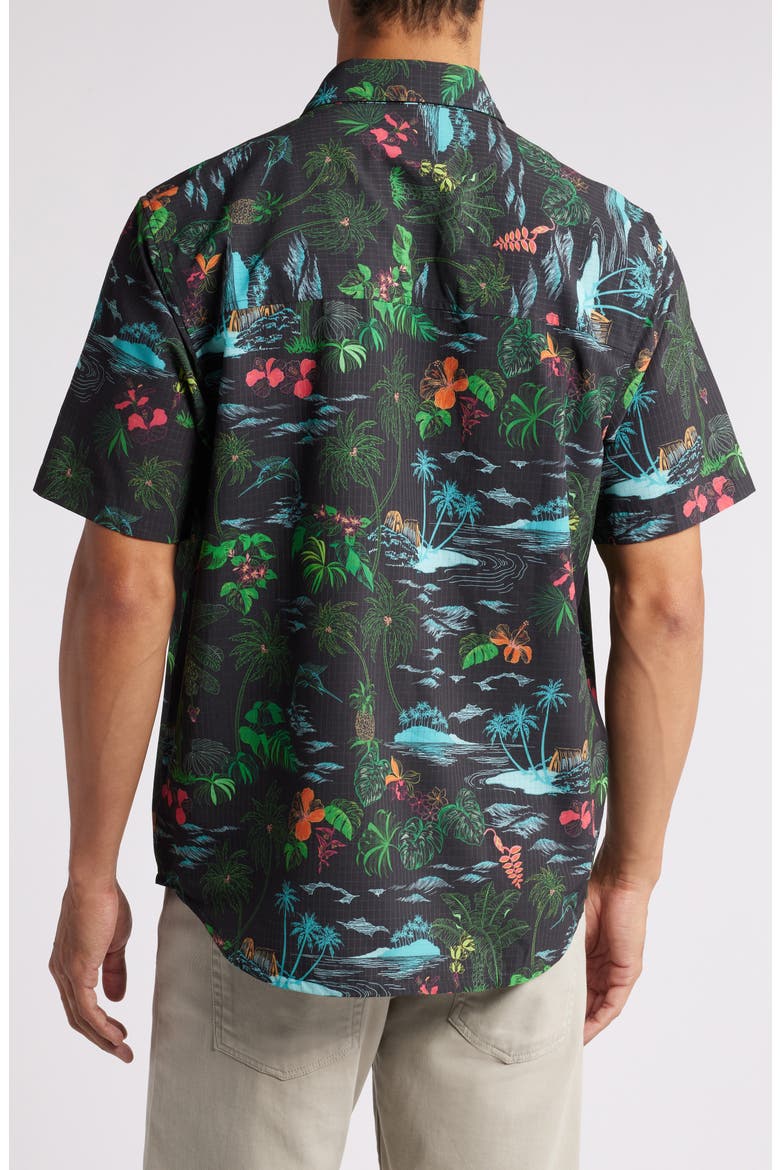Bahama Coast Neon Shores IslandZone® Short Sleeve Performance Button-Up Shirt, Alternate, color, BLACK