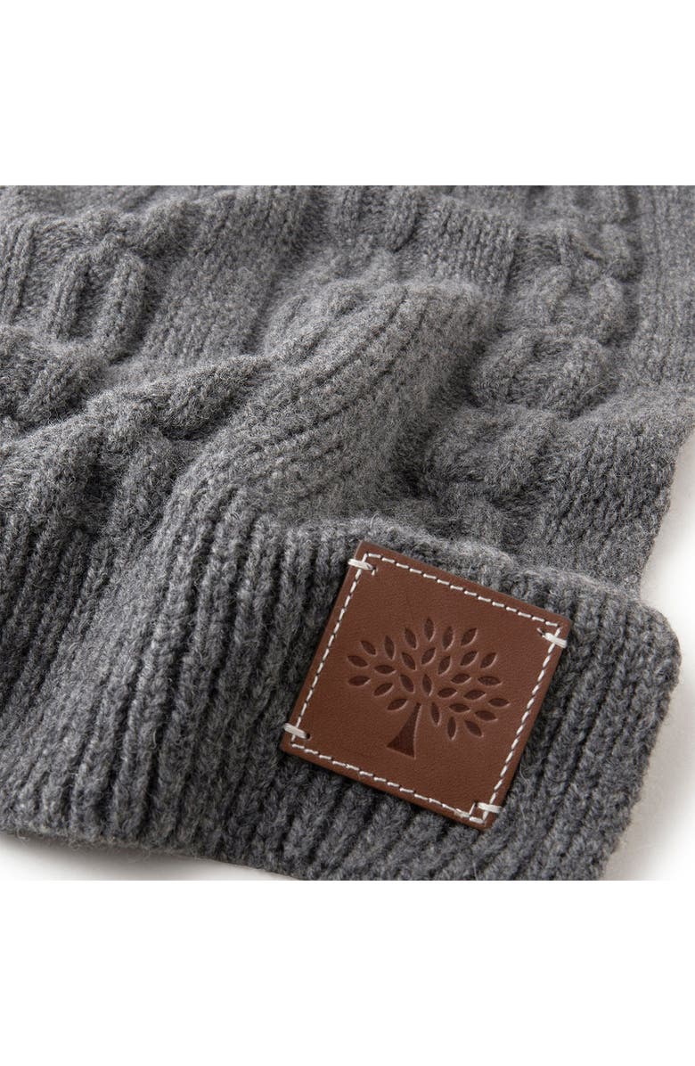 Mulberry Softie Cable Knit Lambswool Scarf, Alternate, color, Charcoal
