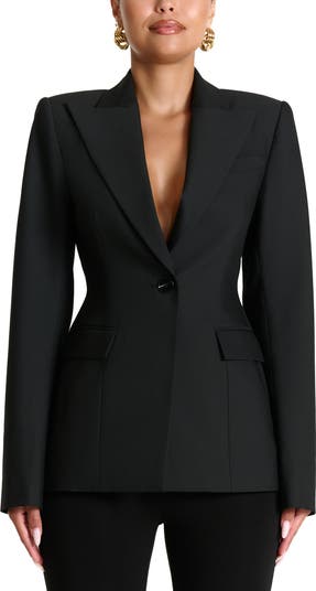 Power Shoulder Tie Waist Blazer