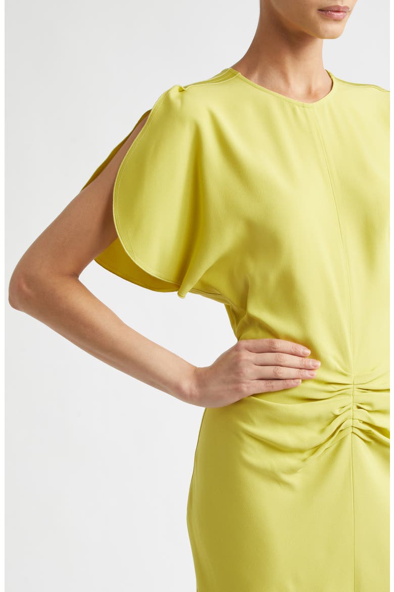 Bela Ruched Midi Dress, Alternate, color, CHARTREUSE
