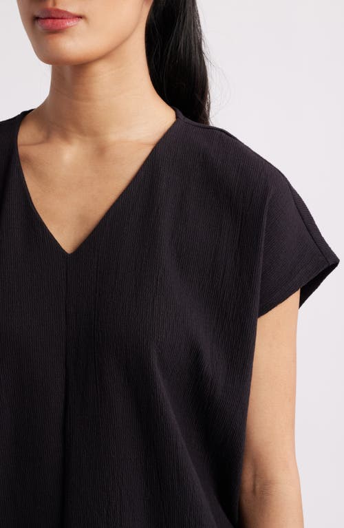 Eileen Fisher Crinkled Organic Cotton Jersey Tunic In Black