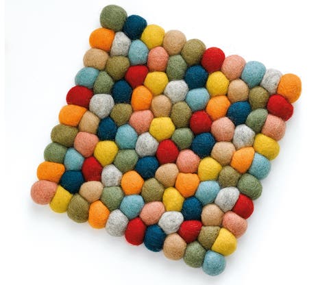 Fair Trade Virgin Sheep Wool Trivet, Handcrafted in Nepal, 8-Inch Square