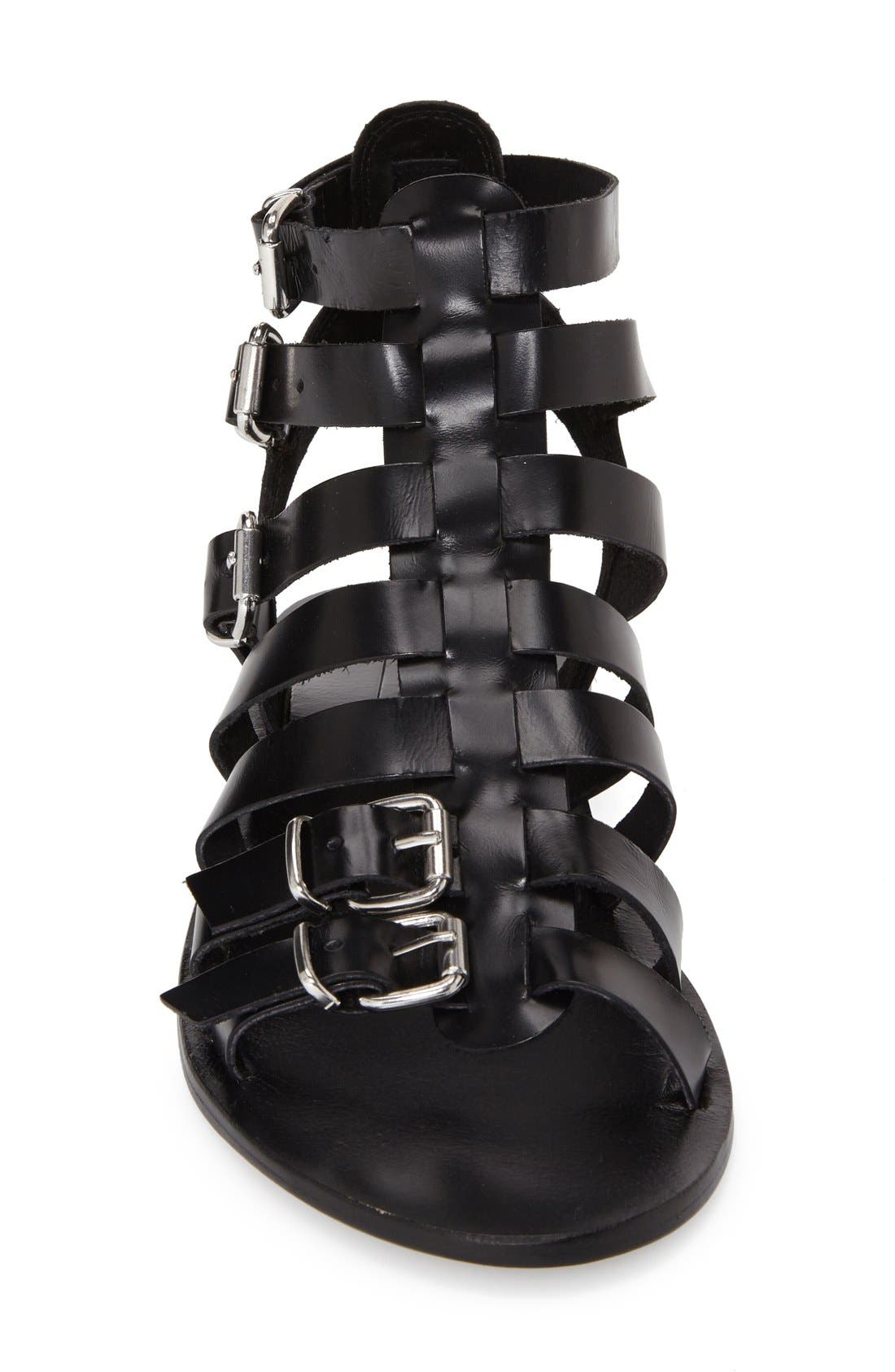 'Favorite' Flat Gladiator Sandal, Alternate, color, BLACK