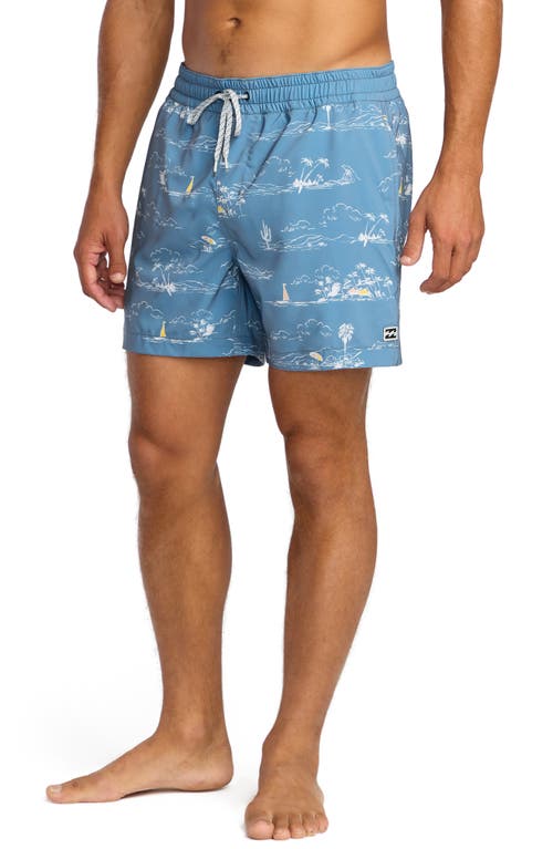 Billabong Lineup Layback Swim Trunks In Blue