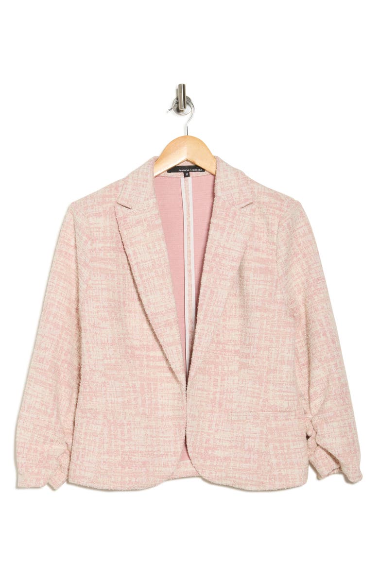 Amanda & Chelsea Ruched Sleeve Bouclé Blazer, Alternate, color, Dstymauv