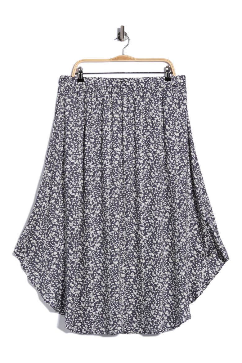 Floral Handkerchief Hem Midi Skirt, Alternate, color, GRAPHITE
