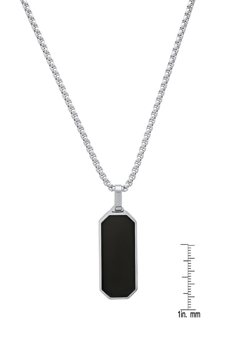 Men's Simulated Onyx Dog Tag Pendant Necklace, Alternate, color, SILVER/ BLACK