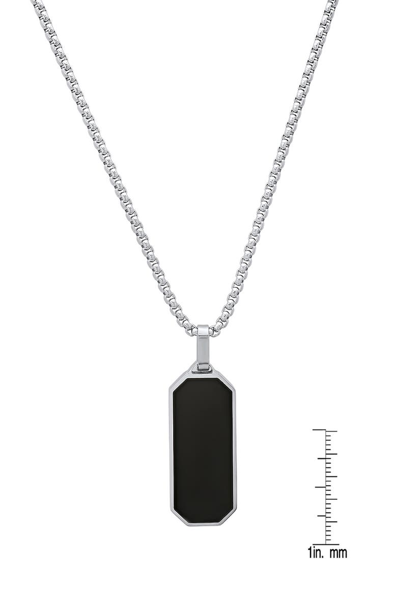 HMY JEWELRY Men's Simulated Onyx Dog Tag Pendant Necklace, Alternate, color, Silver/ Black