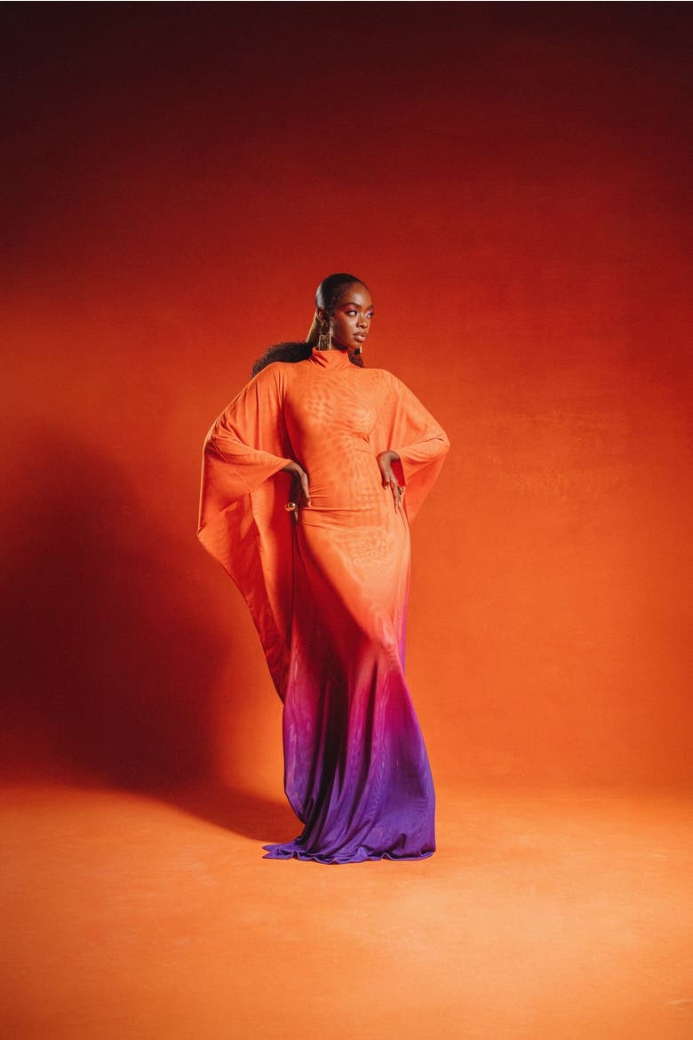 Luna Kaftan Maxi Dress, Alternate, color, Orange/purple