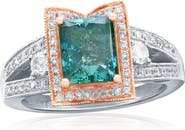 SOUZANA by Suzy Levian 14K White & Rose Gold 2.12ct Green Diamond & 0.70cttw Diamond Ring