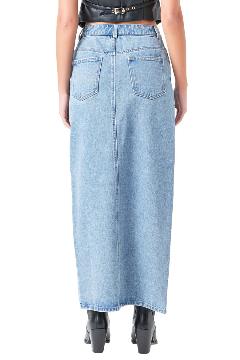 Denim Maxi Skirt, Alternate, color, BLUE