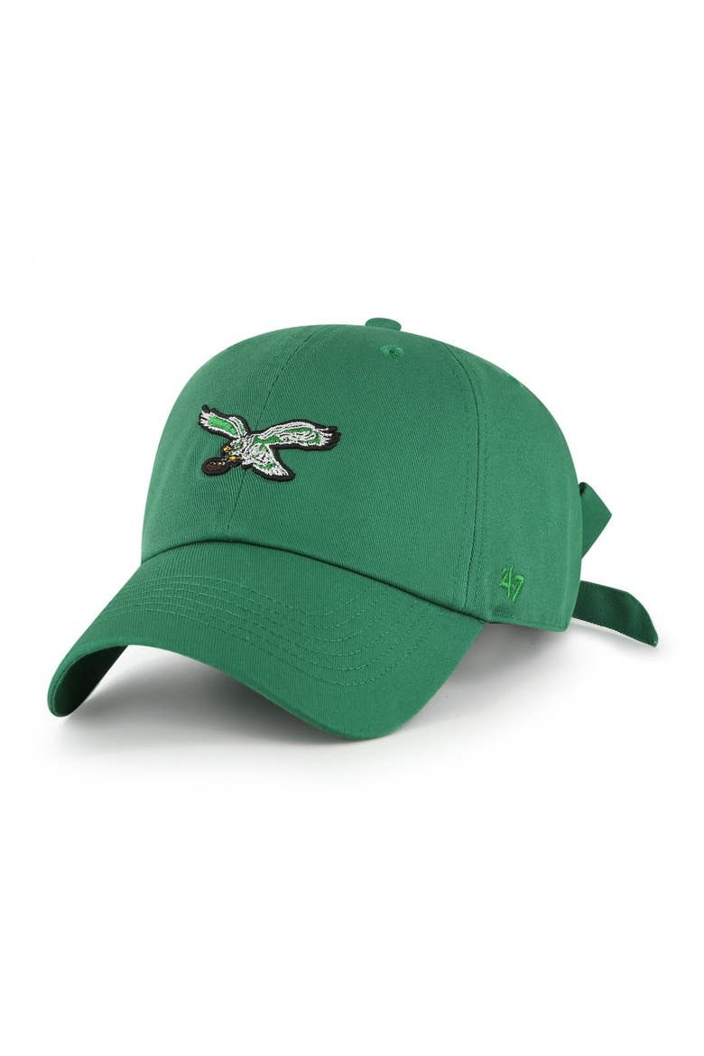 Women's '47 Kelly Green Philadelphia Eagles Throwback Bow Back Clean Up Adjustable Hat, Main, color, Kelly Green