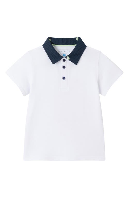 Andy & Evan Kids' Piqué Polo & Drawstring Seersucker Shorts Set In White