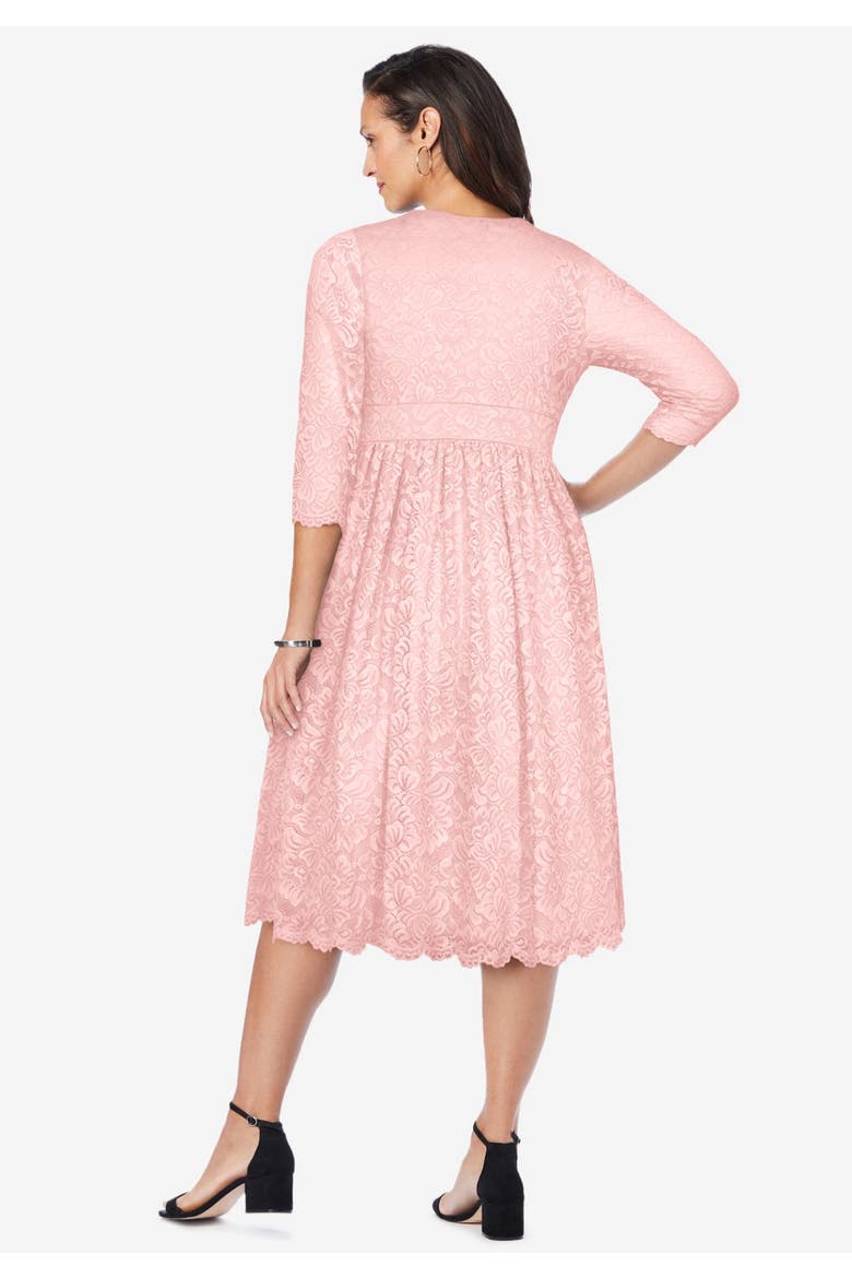 Stretch Lace A Line Dress, Alternate, color, RICH BURGUNDY