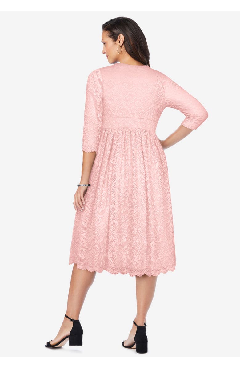 Jessica London Stretch Lace A-Line Dress, Alternate, color, Rich Burgundy