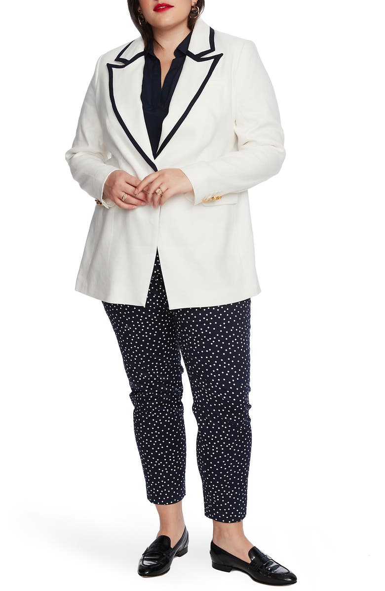 Court & Rowe Contrast Detail Linen Blend Blazer, Alternate, color,